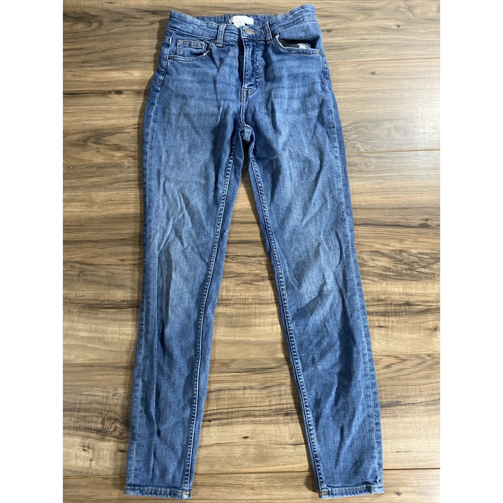 H&M Women's Size 2 Jegging Skinny Slim Low Rise Blue Super Stretch Jeans Denim